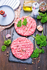 Image showing raw burgers