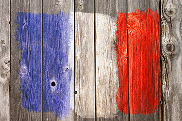 Image showing france colors on old wooden wound