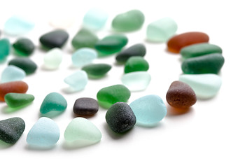 Image showing glass pieces polished by the sea 