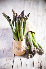 Image showing two bunches of fresh asparagus