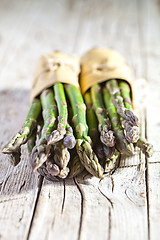 Image showing two bunches of fresh asparagus 