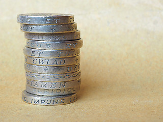 Image showing Pound coins pile