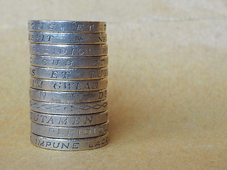 Image showing Pound coins pile