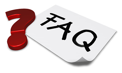Image showing the word faq on paper sheet and question mark - 3d rendering
