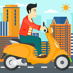 Image showing Man riding scooter.