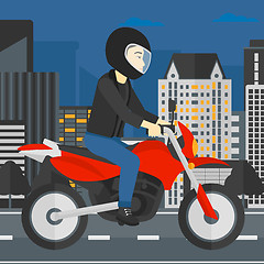 Image showing Man riding motorcycle.