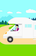 Image showing Man driving motor home.