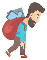 Image showing Man with backpack full of devices.