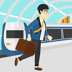 Image showing Man going out of train.