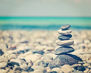 Image showing Zen balanced stones stack