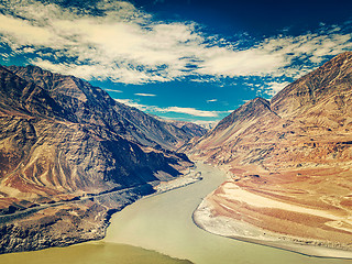 Image showing Confluence of Indus and Zanskar rivers, India