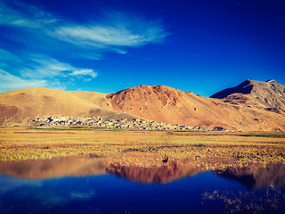 Image showing Korzok village on Tso Moriri, Ladakh