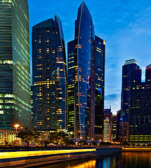 Image showing Singapore downtown in evening