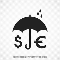 Image showing Protection vector Money And Umbrella icon. Modern flat design.