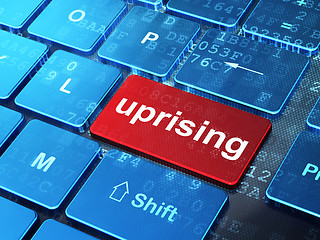 Image showing Political concept: Uprising on computer keyboard background