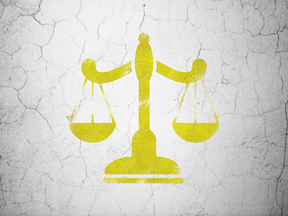 Image showing Law concept: Scales on wall background