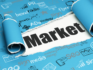 Image showing Marketing concept: black text Market under the piece of  torn paper