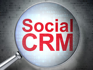 Image showing Marketing concept: Social CRM with optical glass