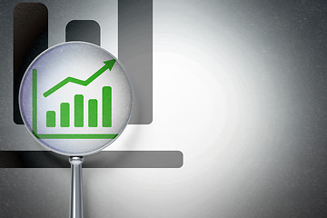 Image showing Finance concept:  Growth Graph with optical glass on digital background