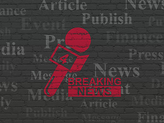 Image showing News concept: Breaking News And Microphone on wall background