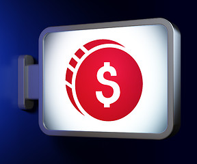 Image showing Money concept: Dollar Coin on billboard background