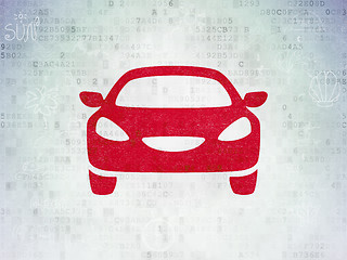 Image showing Vacation concept: Car on Digital Data Paper background