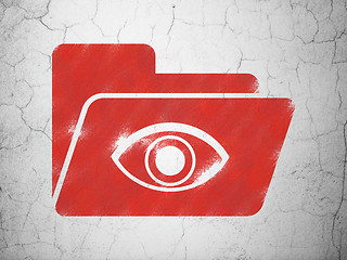 Image showing Business concept: Folder With Eye on wall background