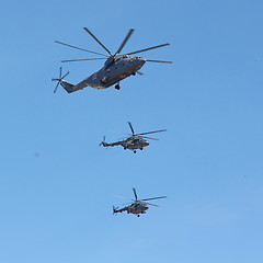 Image showing Demonstration flight of military helicopter