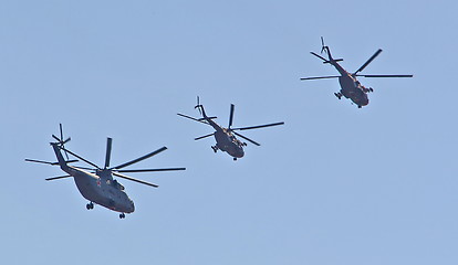 Image showing Demonstration flight of military helicopter