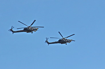 Image showing Demonstration flight of military helicopter