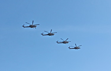 Image showing Demonstration flight of military helicopter