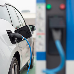 Image showing Electric Car in Charging Station.