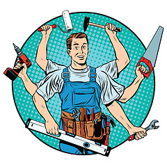 Image showing multi-armed master repair professional