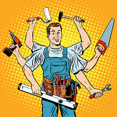 Image showing multi-armed master repair professional