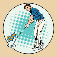 Image showing Golf player has a stick in the ball