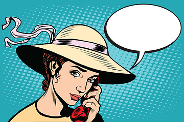 Image showing Retro woman talking on the phone