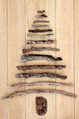 Image showing Driftwood Tree on Oak Wood