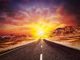 Image showing Road  in Himalayas with mountains