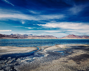 Image showing Salt lake Tso Kar in Himalayas. Ladakh, India