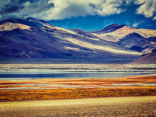 Image showing Salt lake Tso Kar in Himalayas. Ladakh, India