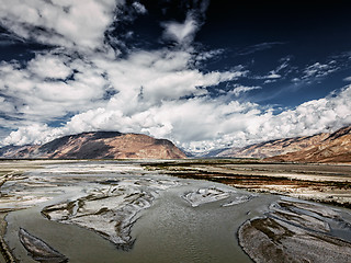 Image showing Nubra valley and river in Himalayas, Ladakh