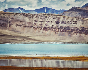 Image showing Salt lake Tso Kar in Himalayas. Ladakh, India