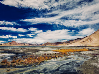 Image showing Salt lake Tso Kar in Himalayas. Ladakh, India