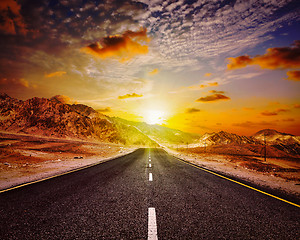 Image showing Road  in Himalayas with mountains