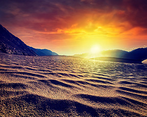 Image showing Sand dunes. Nubra valley, Ladakh, India