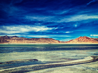 Image showing Salt lake Tso Kar in Himalayas. Ladakh, India