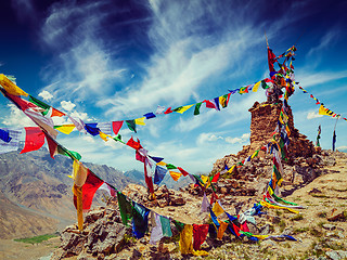 Image showing Buddhist prayer flags in Himalayas