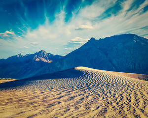 Image showing Sand dunes in mountains