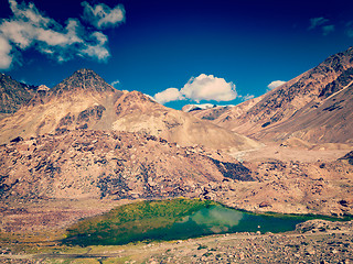 Image showing Himalayan landscape with small lake