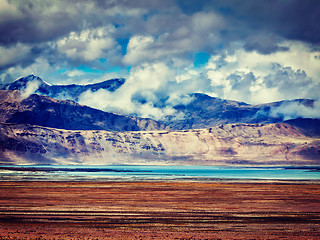 Image showing Salt lake Tso Kar in Himalayas. Ladakh, India